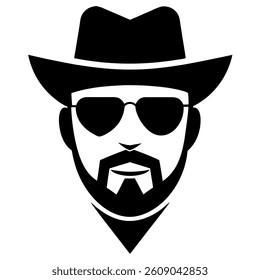a minimalist black vector illustration man face