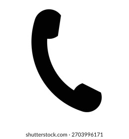 Ícone de receptor de telefone vetor preto minimalista, ideal para chamada, botões de suporte de contato. Símbolo de comunicação universal para web, app, design UIUX. Limpo, escalável, isolado no branco. 