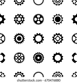 Minimalist black vector seamless pattern different gear wheels
