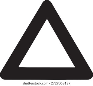 Silueta de Vector negro minimalista de un triángulo de advertencia o señal de peligro de la carretera aislada en un fondo blanco