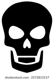 Minimalist black vector skull icon on a transparent background. Ideal for Halloween designs, logos, tattoos, posters, stickers, or gothic and horror-themed projects