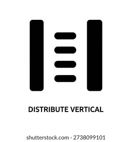 Minimalist black vertical alignment icon demonstrating distribute spacing for clean layout design, ideal for UI, UX, and graphic presentations.