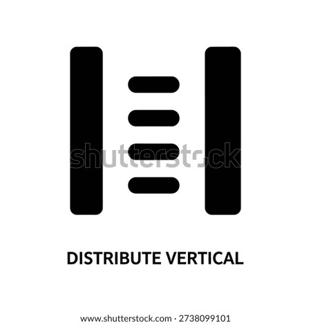 Minimalist black vertical alignment icon demonstrating distribute spacing for clean layout design, ideal for UI, UX, and graphic presentations.