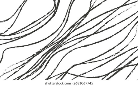 A minimalist black and white abstract background with elegant wavy lines