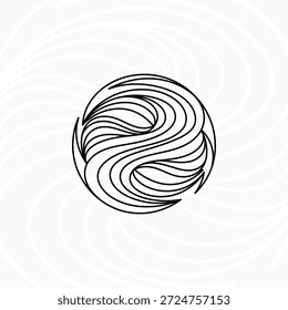 Diseño circular Abstractas blanco y negro minimalista con líneas entrelazadas que fluyen