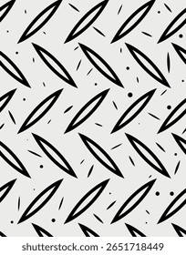 Minimalist Black and White Abstract Pattern with Ovals and Dots
