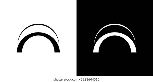 Minimalist black and white arch representing architectural structures, bridges, or geometric... arch, bridge, structure.