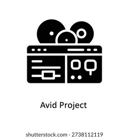 Minimalist black and white Avid editing icons with sleek design, ideal for media production and tech presentations.