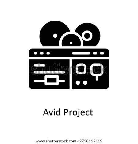 Minimalist black and white Avid editing icons with sleek design, ideal for media production and tech presentations.