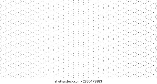 Minimalist black and white background featuring fine micro dot geometric pattern grid. Seamless halftone texture, subtle noise overlay, modern tech grid vector illustration for print, packaging, and web wallpaper.