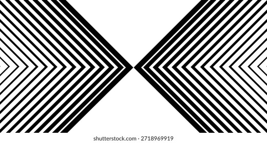 Plano de Fundo Preto e Branco Minimalista com Seta para a Direita. Transição Listrada de Linhas Pretas para Linhas Sólidas Abstratas Brancas. Padrão Simples.