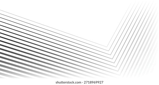 Plano de Fundo Preto e Branco Minimalista com Seta para a Direita. Transição Listrada de Linhas Pretas para Linhas Sólidas Abstratas Brancas.
