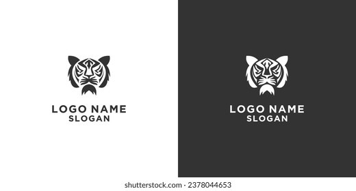 Minimalist black and white background tiger logo