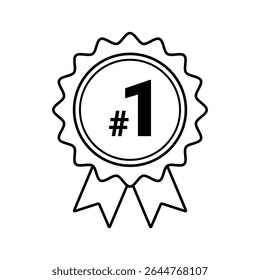 Minimalist black and white badge design featuring "#1" in bold. Ideal for certificates, icons, awards, or promotional graphics to highlight top-ranking items or winners.