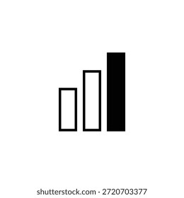 Un gráfico de barras minimalista en blanco y negro sobre un fondo blanco limpio, que representa el crecimiento, el éxito y el progreso en los negocios, las finanzas y el análisis de datos.