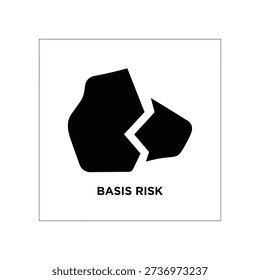 Minimalist black and white basis risk icon with clean lines, ideal for finance, investment, and business presentations or reports.