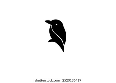 A minimalist black and white bird silhouette logo, featuring a bird perched on a branch. Simple design ideal for branding, nature-inspired themes, or graphic projects.