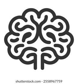 Minimalist Black and White Brain Icon illustration