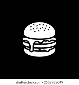 Minimalist Black and White Burger Icon for Food Branding