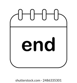 Minimalist Black and White Calendar Icon with End Text for Deadline and Scheduling Concepts.