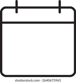 A minimalist black and white calendar icon with rounded corners and a clean design, suitable for various applications.