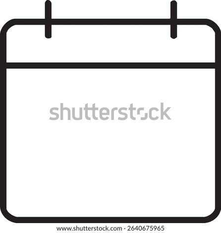 A minimalist black and white calendar icon with rounded corners and a clean design, suitable for various applications.