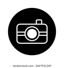 Minimalist black and white camera icon for photography enthusiasts perfect for social media and design projects