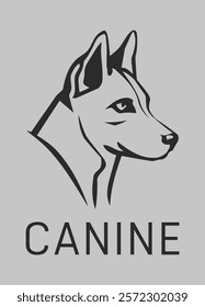 Minimalist Black and White Canine Profile Illustration for Branding