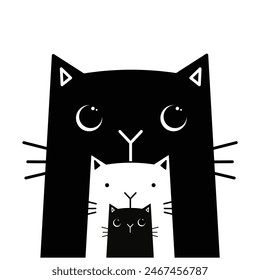 Minimalist Black and White Cat Design - Modern Artistic Illustration for Posters