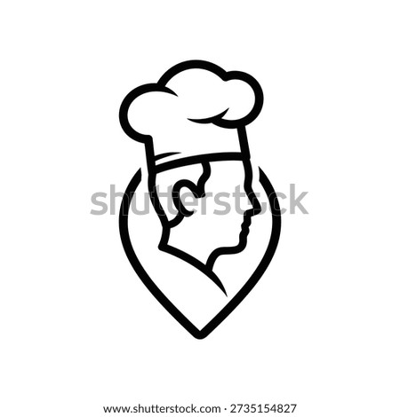 Minimalist black and white chef mascot logo design, clean vector illustration ideal for restaurants, food brands, and culinary businesses.