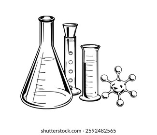 minimalist black and white chemistry vector illustration eps