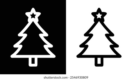 Minimalist Black and White Christmas Tree Icon Design. Christmas tree icon. 