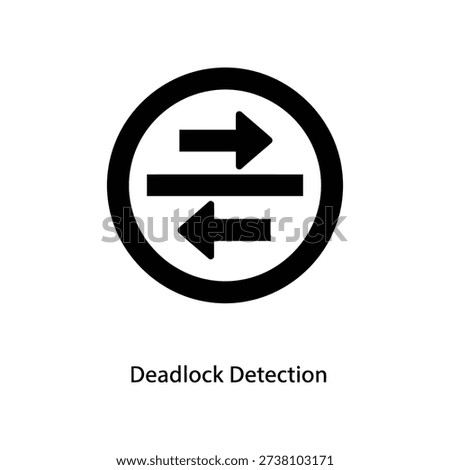 Minimalist black and white circular icon illustrating deadlock detection with two opposing arrows, ideal for tech, coding, and business presentations.