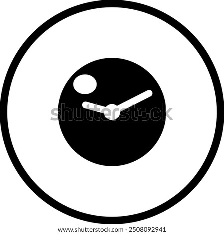 Minimalist black and white clock face within an eye, symbolizing time awareness and vigilance.