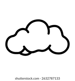 A minimalist black and white cloud icon. Clean line art design