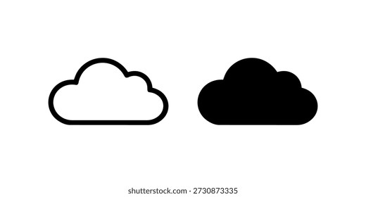 Minimalist black and white cloud icons in outline and solid styles.