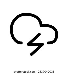 Icono minimalista de relámpago en blanco y negro: perfecto para App de Clima, Diseño web y Elementos de interfaz de usuario, que representan tormentas y gráficos de pronóstico en la marca digital