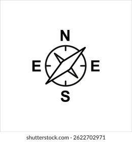 Minimalistisches schwarz-weißes Kompasssymbol mit einem sauberen, geometrischen Design