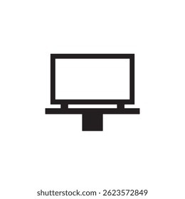 Minimalist Black and White Computer Monitor Icon Vector Representing Technology, Display, and Digital Workspaces for Digital Artwork Editable Illustration Isolated on a White Background