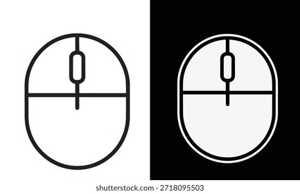 Diseño minimalista del icono del ratón del ordenador en blanco y negro para aplicaciones digitales