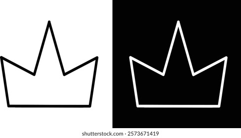 Minimalist Black and White Crown Icon with Geometric Design Elements