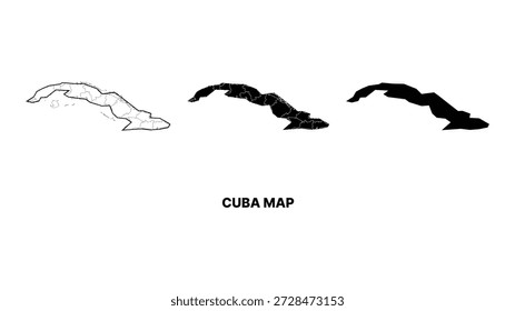 Mapa minimalista de cuba preto e branco