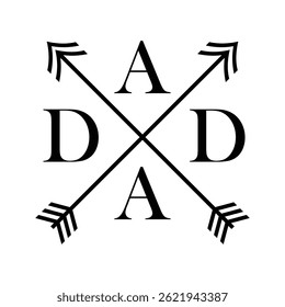 Minimalist Black and White Dad Vector Design with Two Crossed Arrows