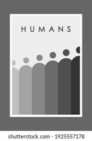 Minimalist black and white design for the cover of a social engineering conference and other events, vector illustration. The concept of humankind.