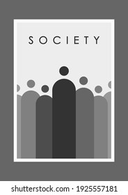 Minimalist black and white design for the cover of a social engineering conference and other events, vector illustration. The concept of problems in society.