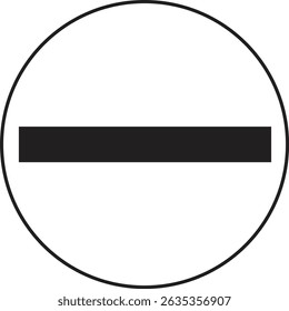 Minimalist Black and White Do Not Enter Traffic Sign Vector in Circular Outline for Road Safety, Warning, and Education Design