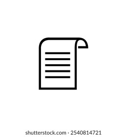 Minimalistisches schwarz-weißes Dokumentensymbol, perfekt für Web- und mobile Anwendungen.