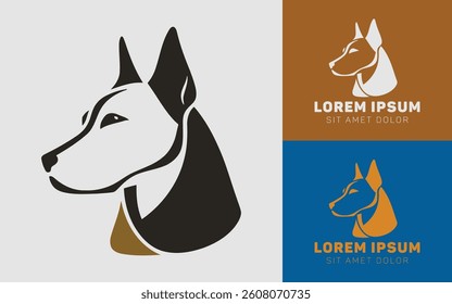Minimalist Black and White Dog Cartoon Logo Icon