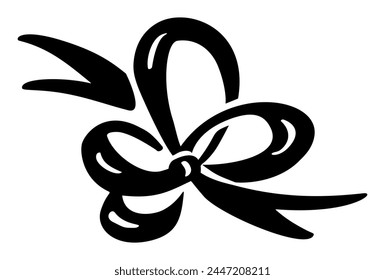 minimalist black and white drawing of bow and ribbon. line icon element for web site design, logo, app, UI. Vector illustration