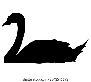 Silueta de pato blanco y negro minimalista. Ilustración vectorial de una ave acuática nadadora, aislada en blanco, EPS editable para logotipos, carteles y proyectos de arte